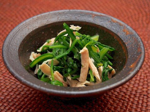 簡単居酒屋メニュー！春菊とささみの昆布茶和え